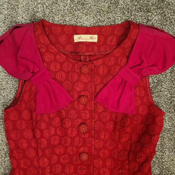 Alannah Hill Hot Pink Polka Dot Bow Top - Picture 2 of 4